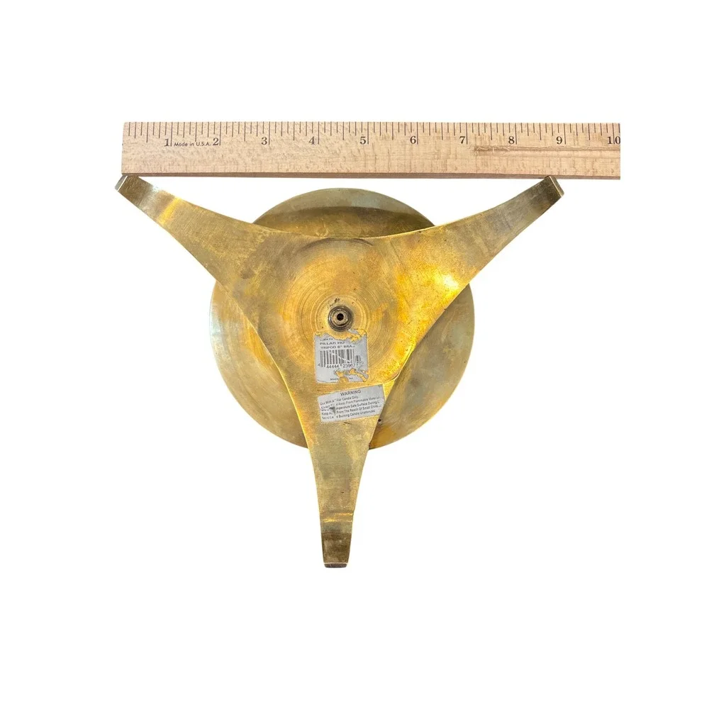 Pillar Candle Holder Unisex 6in Gold Tripod Brass MCM Style‎